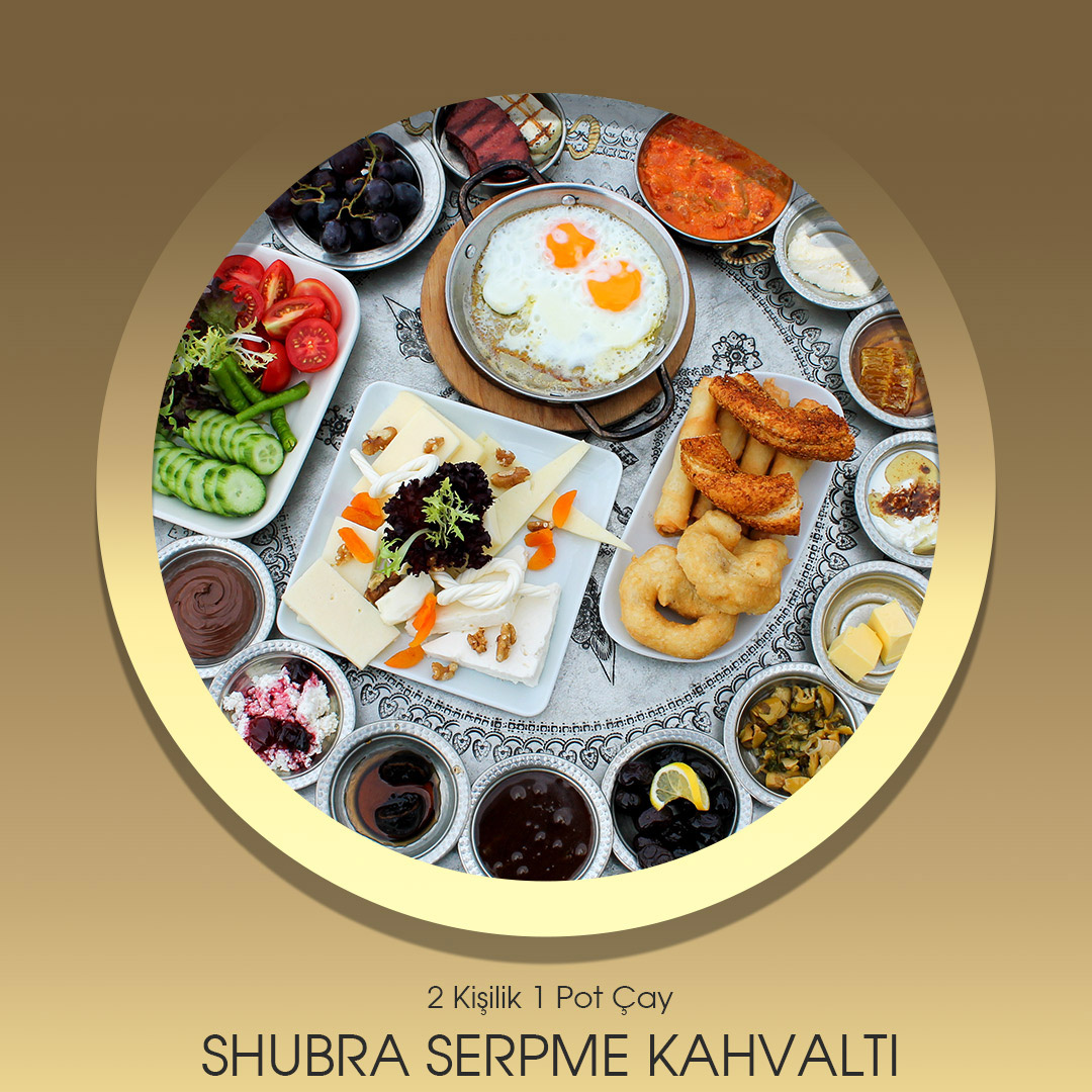 Shubra Serpme Kahvaltı<br>(Minimum 2 Kişiliktir)<br>Kahvaltımız kişi başı ücretlendirilmektedir.<br><div class=hero-menu-item-price>Kişi Başı Fiyat 490,00 TL</div>
